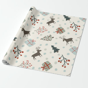 Weihnachtsgeschenkpapier mit Rentieren, Punkten Geschenkpapier