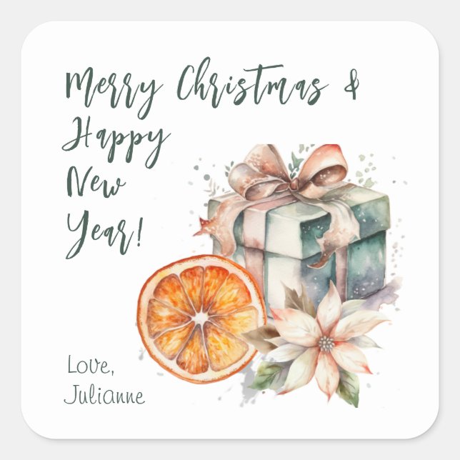 Weihnachtsgeschenksticker Quadratischer Aufkleber (Vorderseite)