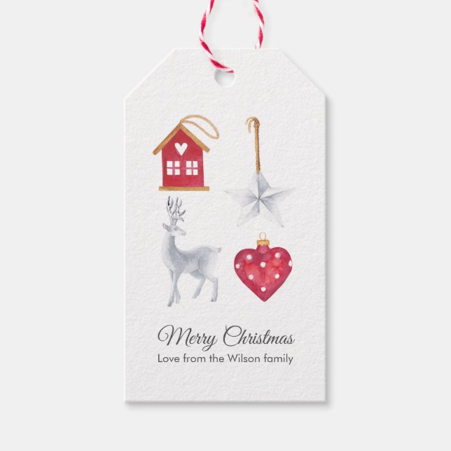 Weihnachtsgeschenktafeln, rot und silber geschenkanhänger (Vorderseite)