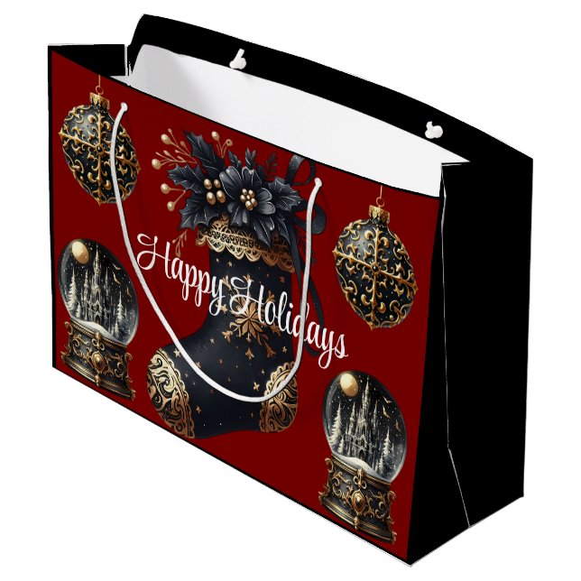 Weihnachtsgeschenktasche im viktorianischen Gothic Große Geschenktüte (Rückseite Schrägansicht)