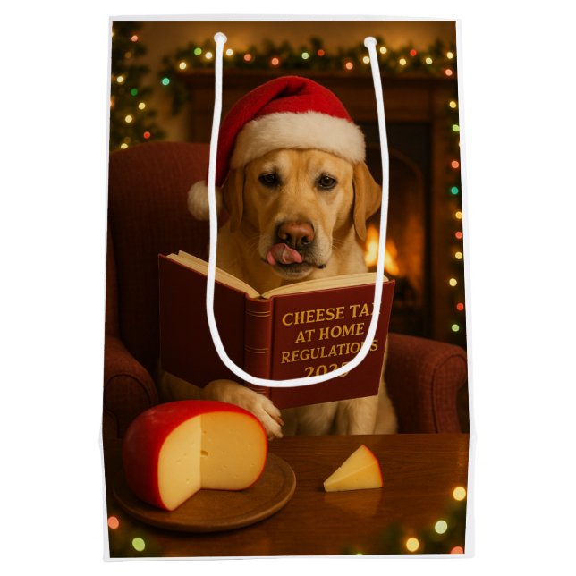 Weihnachtsgeschenktasche Weihnachten. Ein gelbes L Mittlere Geschenktüte (Rückseite)