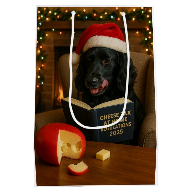 Weihnachtsgeschenktasche Weihnachtsschwarz Arbeits Mittlere Geschenktüte (Rückseite)