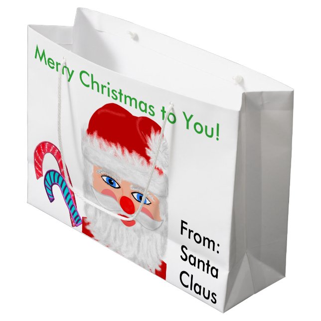 Weihnachtsgeschenktaschen des Weihnachtsmanns Große Geschenktüte (Vorderseite Schrägansicht)