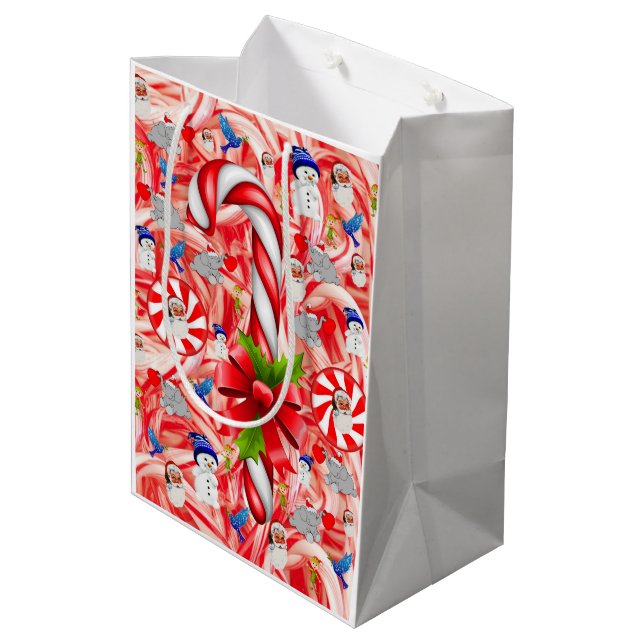 Weihnachtsgeschenktaschen Peppermint Mittlere Geschenktüte (Rückseite Schrägansicht)
