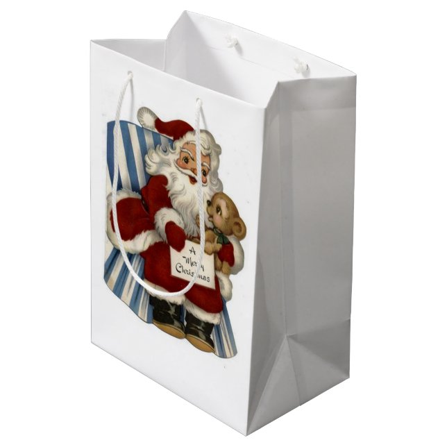 Weihnachtsgeschenktaschen Vintag Mittlere Geschenktüte (Rückseite Schrägansicht)