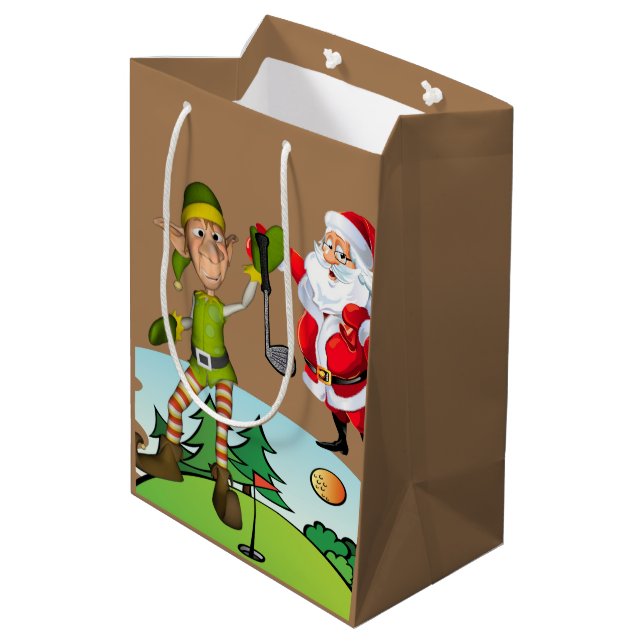 Weihnachtsgeschenktaschen Weihnachtsfeiern Mittlere Geschenktüte (Rückseite Schrägansicht)
