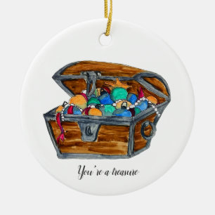 Weihnachtsgeschenktruhe Keramik Ornament