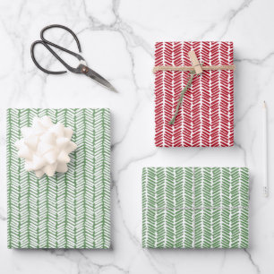 Weihnachtsgeschenkverpackung Dunkelrot Sagegrün Zi Geschenkpapier Set