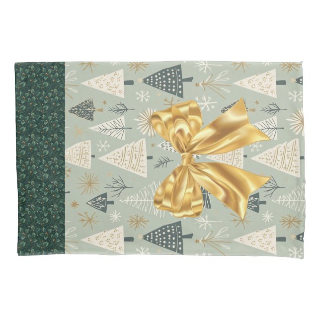 Weihnachtsgeschenkwrap - Beutel Grün Gold Kissenbezug (Vorderseite)