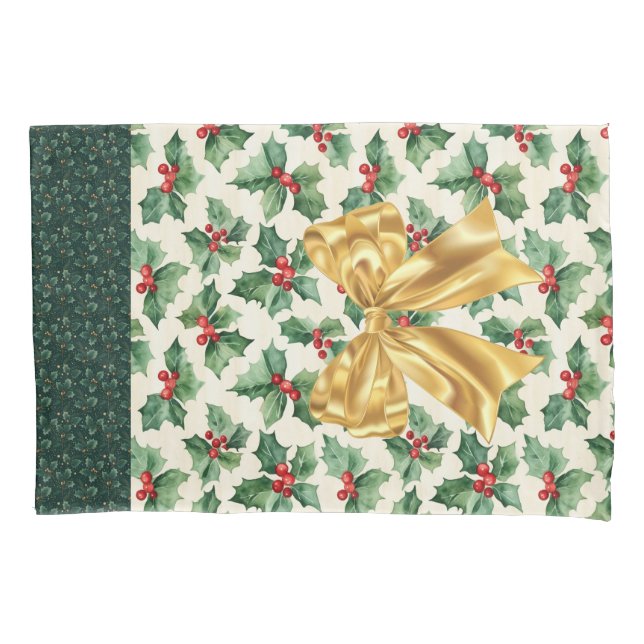 Weihnachtsgeschenkwrap - Beutel Grün Holly Kissenbezug (Vorderseite)