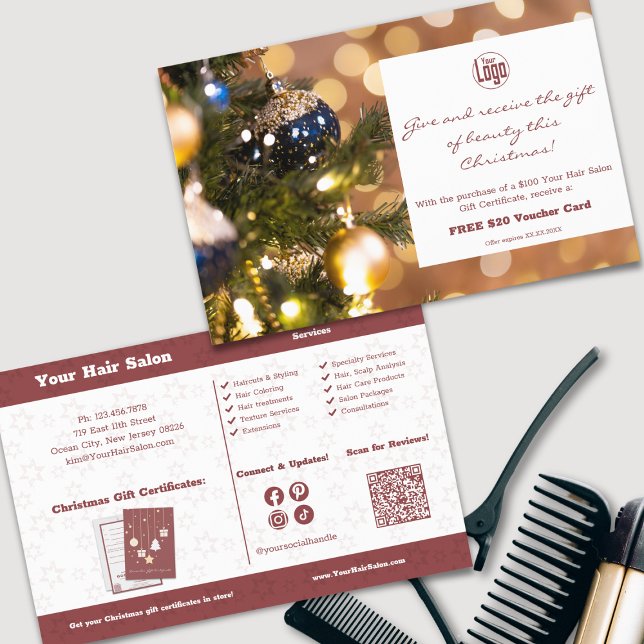 Weihnachtsgeschenkzertifikat Werbeaktion Flyer (Christmas Gift Certificate Promotional Flyer)