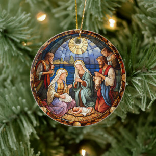 Weihnachtsgeschichte keramik ornament