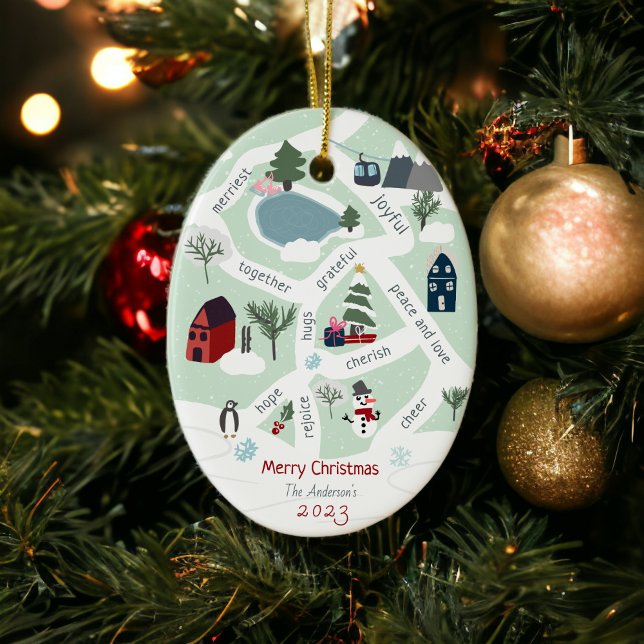 Weihnachtsgeschichte mit Illustrationen Foto Keramik Ornament (Christmas map story telling illustrations photo ceramic ornament)