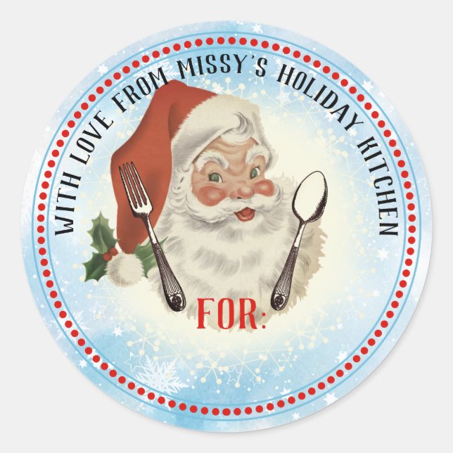 Weihnachtsgeschirr aus der Weihnachtsküche Runder Aufkleber (Vorderseite)