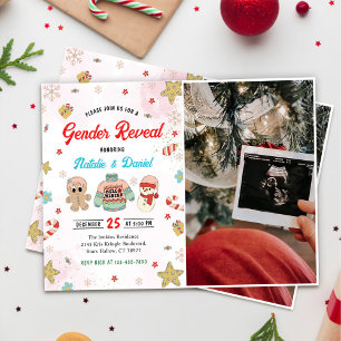 Weihnachtsgeschlecht offenbart Baby Shower Foto Einladung