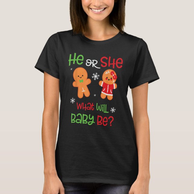 Weihnachtsgeschlecht offenbart Lebkuchen Er oder s T-Shirt (Vorderseite)