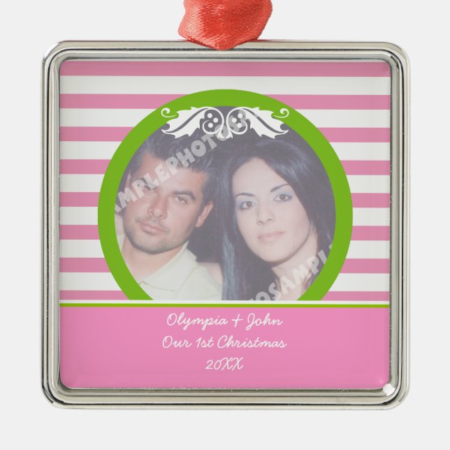 Weihnachtsgeschmack des Ehepaares - 1. Foto Ornament Aus Metall (Vorne)