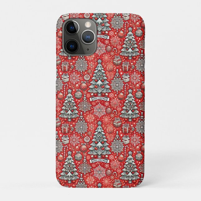 Weihnachtsgeschmack mit Bäumen, Schneeflocken Case-Mate iPhone Hülle (Rückseite)