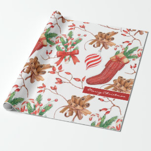 Weihnachtsgeschmack Zimt und Peppermint Muster Geschenkpapier