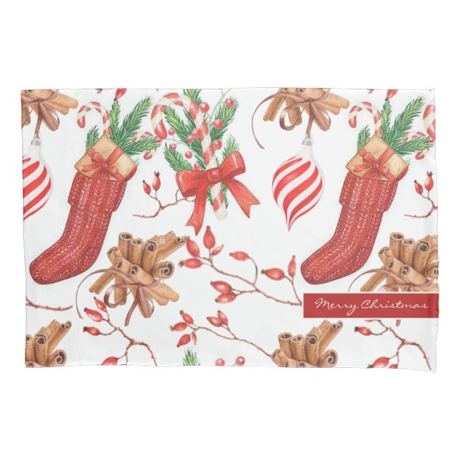 Weihnachtsgeschmack Zimt und Peppermint Muster Kissenbezug (Vorderseite)