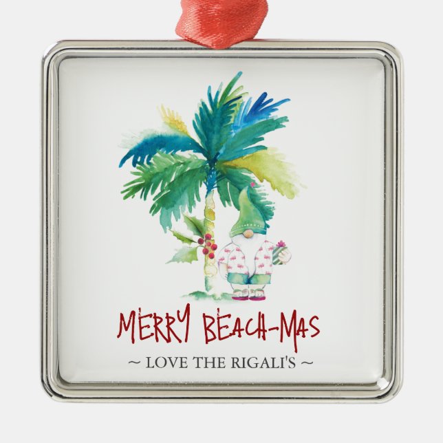 Weihnachtsgeschmuck am personalisierten Strand Ornament Aus Metall (Vorne)