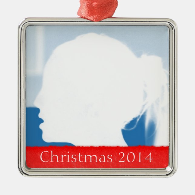 Weihnachtsgeschmuck für Foto und Tränen Silbernes Ornament (Vorne)
