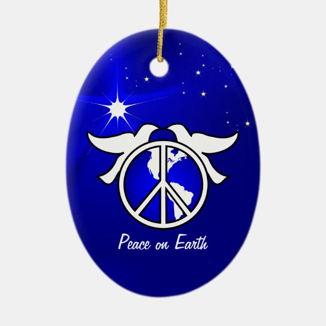 Weihnachtsgeschmuck für Weltfrieden Keramik Ornament (Vorne)