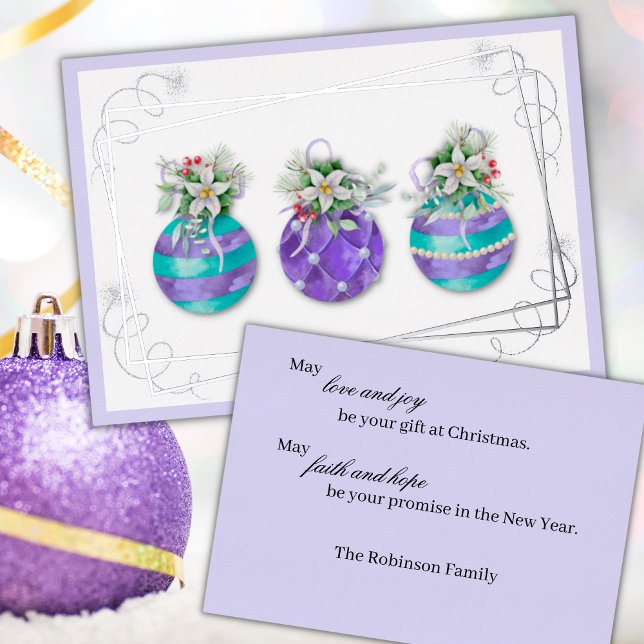 Weihnachtsgeschmucktrio | Lavendelfolienkarte Folien Feiertagskarte (Von Creator hochgeladen)
