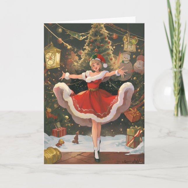 Weihnachtsgeschrei und Join Vintage Weihnachtskart Dankeskarte (Vorderseite)