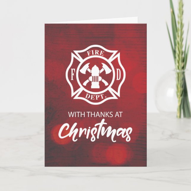 Weihnachtsgesegnung für Feuerwehrleute Danke Emble Karte (Vorderseite)