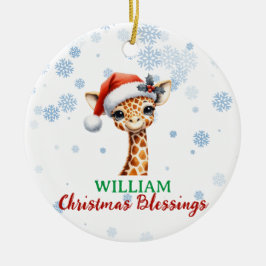 Weihnachtsgesegnung niedliche Giraffe Baby Ornamen Keramik Ornament