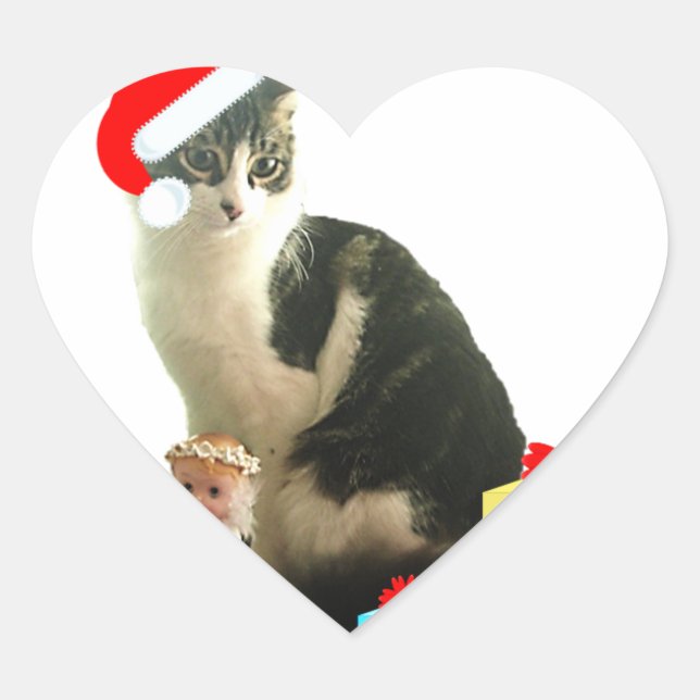 Weihnachtsgestaffel und niedlicher Engel Herz-Aufkleber (Vorderseite)