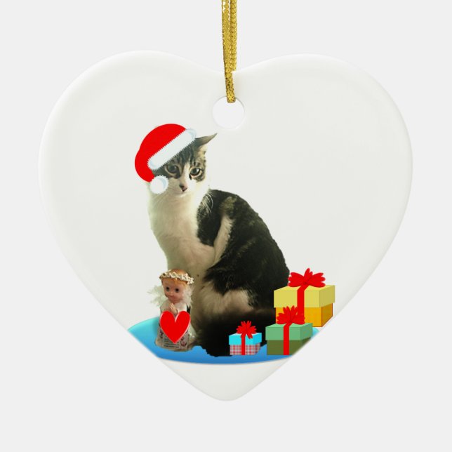 Weihnachtsgestaffel und niedlicher Engel Keramikornament (Vorne)
