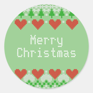 Weihnachtsgestalter Niedliches X-Mas-Strick-Design Runder Aufkleber