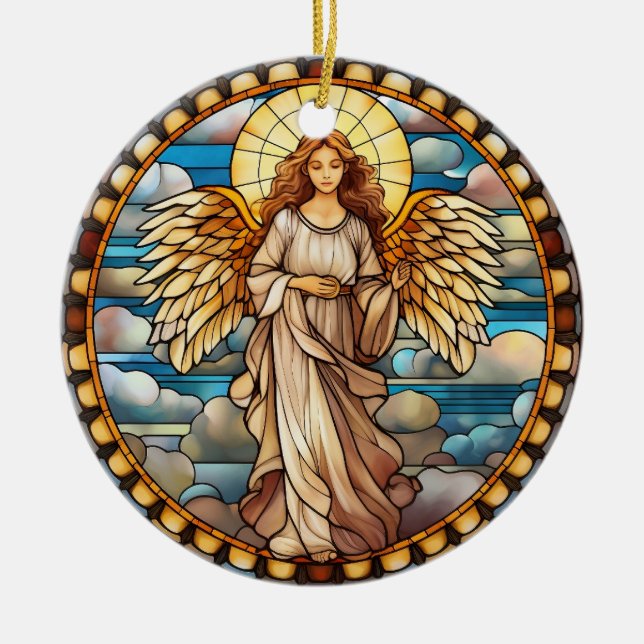 Weihnachtsgestanzter Glass Angel Keramik Ornament (Vorne)