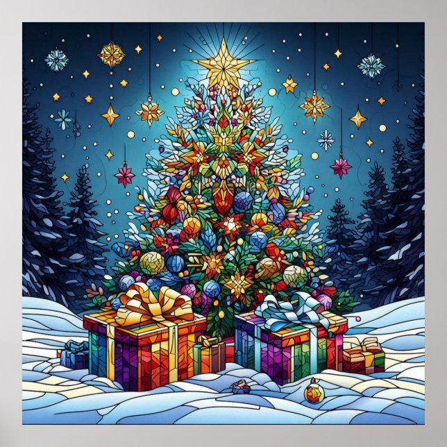 Weihnachtsgestanztes Glasposter Poster (Vorne)