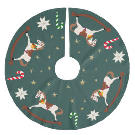 Weihnachtsgestecke Schaukelpferde Dunkelgrüner Bau Polyester Weihnachtsbaumdecke