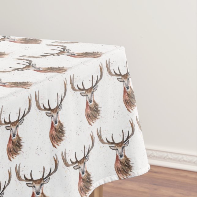 Weihnachtsgestein Hirsch Wasserfarbe Tier Wildnis Tischdecke (Beispiel)