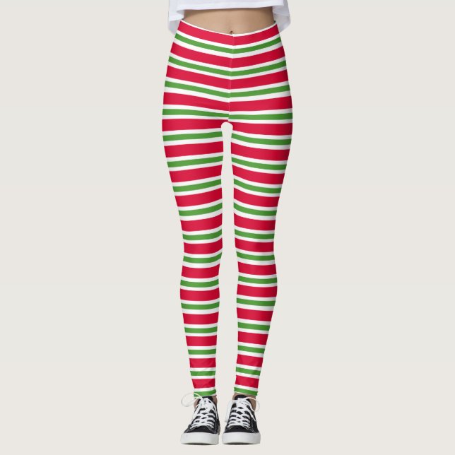 Weihnachtsgestreift Leggings (Vorderseite)