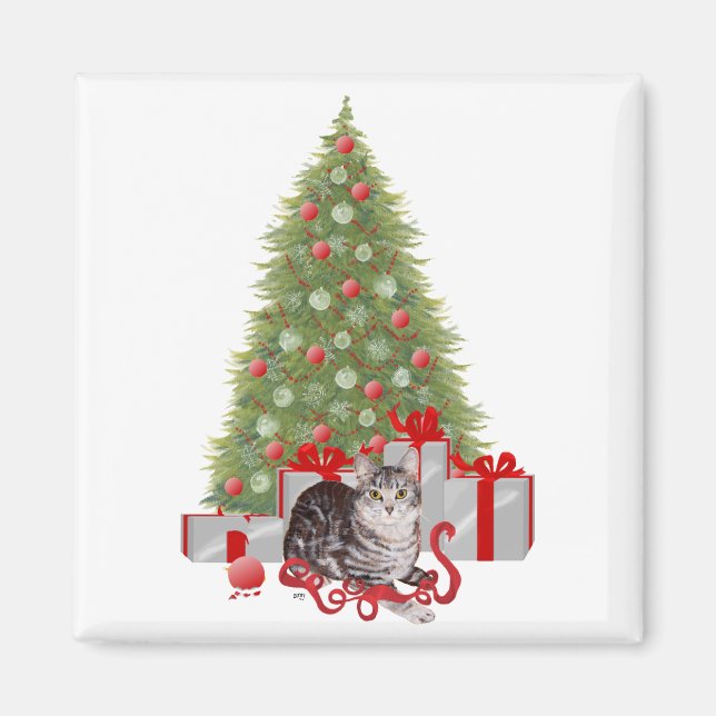 Weihnachtsgetiger am Baum Magnet (Vorne)