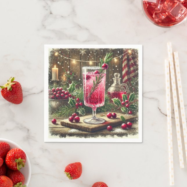 Weihnachtsgetränk Cranberry Fizz Decoupage Serviette (Beispiel)