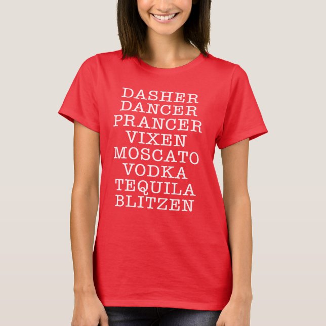 Weihnachtsgetränk Feier Rentier Alkohol T-Shirt (Vorderseite)