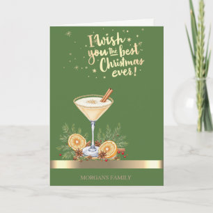 Weihnachtsgetränk Goldstreifen Grün Feiertag Feiertagskarte