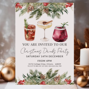 Weihnachtsgetränke Cocktails Party Einladung