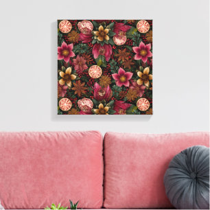 Weihnachtsgewürz & Florales Botanisches Muster Leinwanddruck