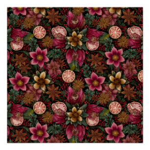 Weihnachtsgewürz & Florales Botanisches Muster Poster