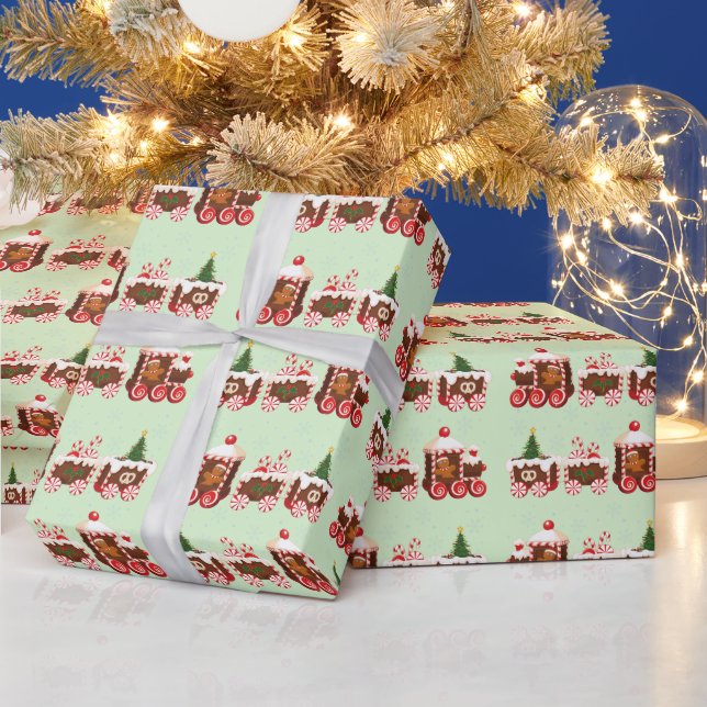 Weihnachtsginger Brotzug Geschenkpapier (Feiertage)