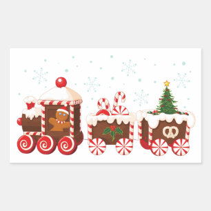 Weihnachtsginger Brotzug Rechteckiger Aufkleber