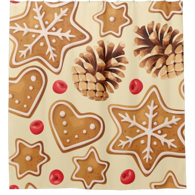 Weihnachtsginger: Festes, nahtloses Muster. Duschvorhang (Vorderseite)