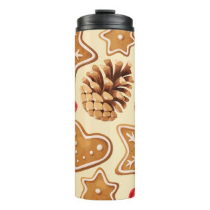 Weihnachtsginger: Festes, nahtloses Muster. Thermosbecher